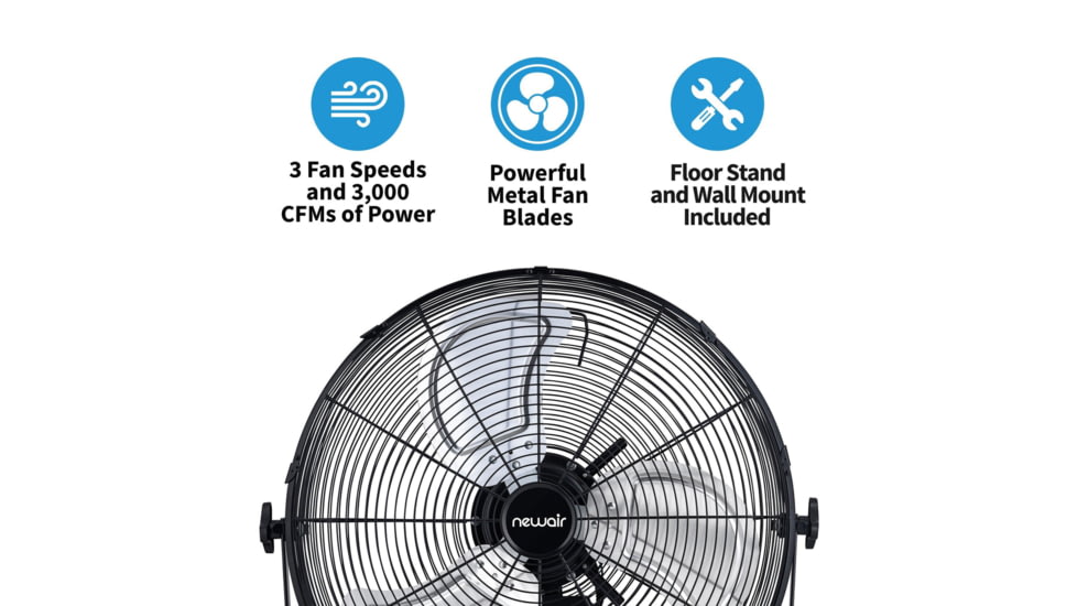 NewAir 18in Outdoor Rated 2-in-1 High Velocity Floor/Wall Mounted Fan, Black, NIF18CBK00