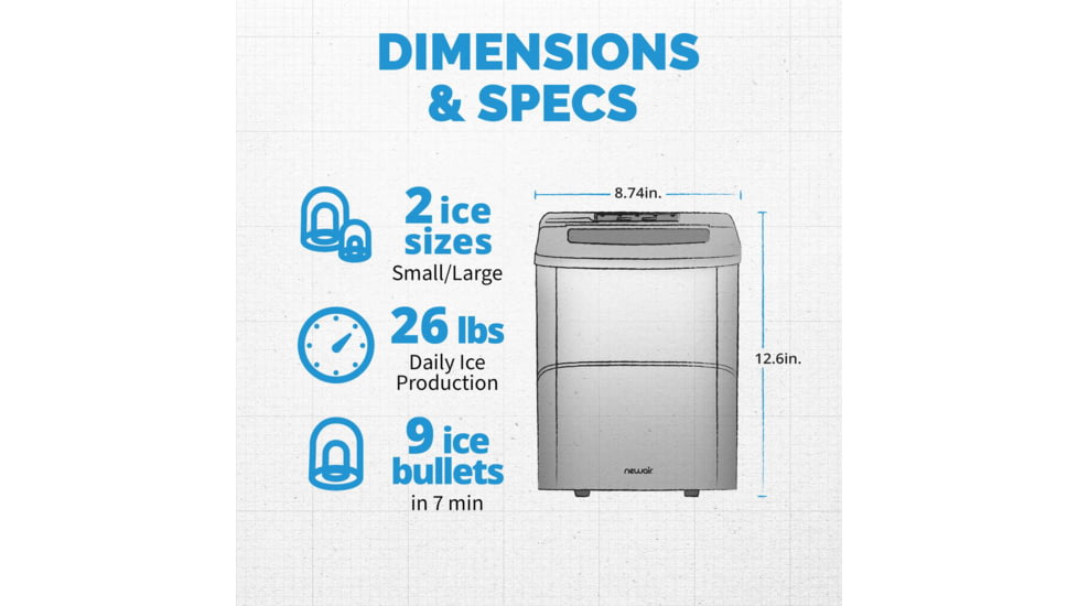 NewAir 26 lbs. Countertop Ice Maker, Black, NIM026MB00