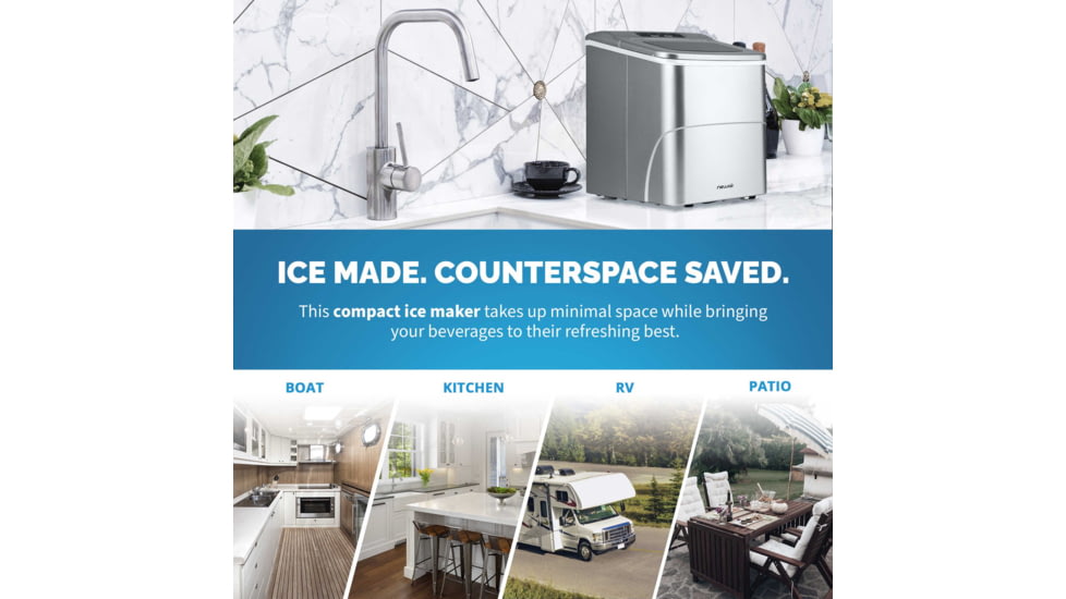 NewAir 26 lbs. Countertop Ice Maker, Stainless Steel, NIM026MS00