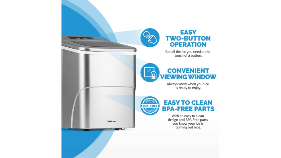 NewAir 26 lbs. Countertop Ice Maker, Stainless Steel, NIM026MS00