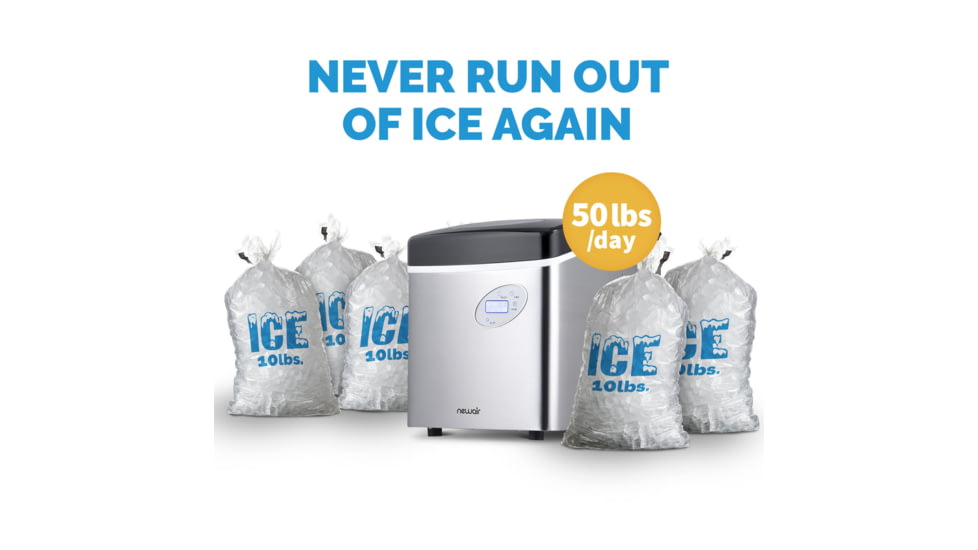 NewAir 50 lbs. Countertop Ice Maker, Black / Stainless Steel, AI-215SS