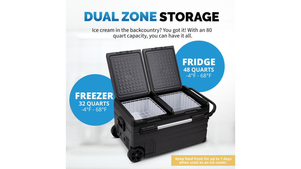 NewAir 80 Qt. Portable 12v/24v Electric Fridge/Freezer, Black, NPR080GA00