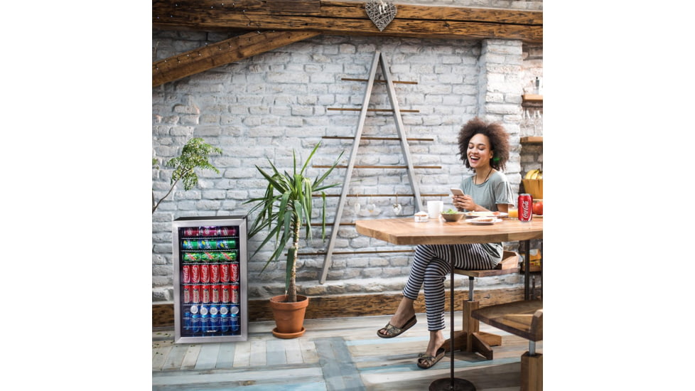 NewAir Can Freestanding Beverage Fridge - 126 Cans, Black / Stainless Steel, AB-1200