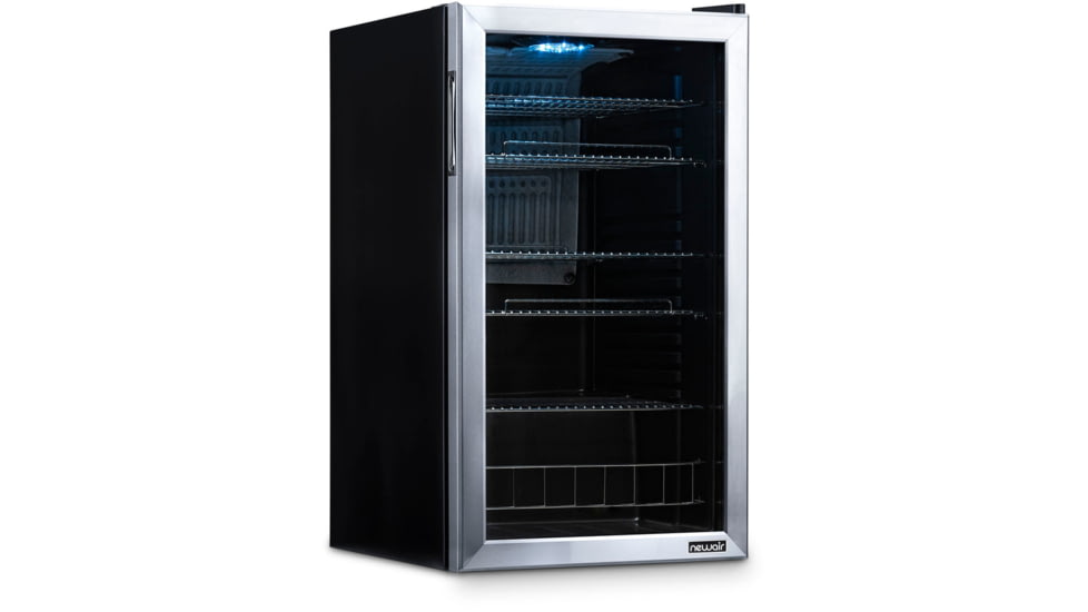 NewAir Can Freestanding Beverage Fridge - 126 Cans, Black / Stainless Steel, AB-1200