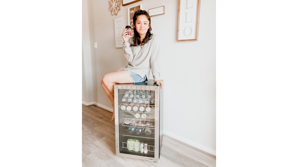 NewAir Can Freestanding Beverage Fridge - 126 Cans, Black / Stainless Steel, AB-1200