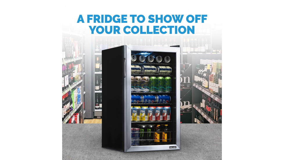 NewAir Can Freestanding Beverage Fridge - 126 Cans, Black / Stainless Steel, AB-1200