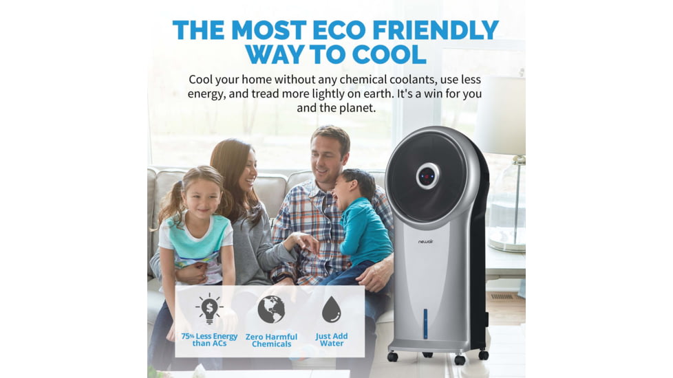 NewAir Evaporative Air Cooler and Portable Cooling Fan, Cools 250 sq ft, Silver, NEC500SI00
