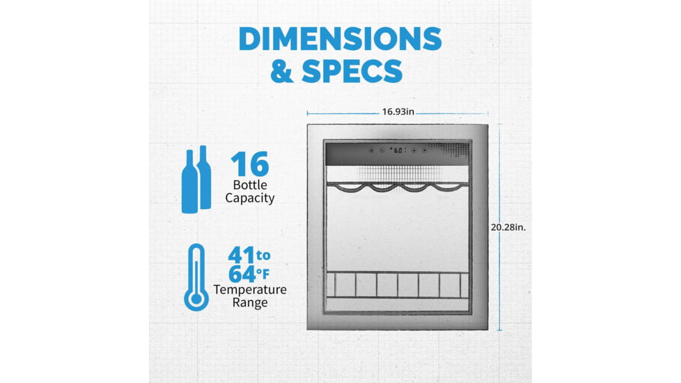 NewAir Freestanding Compressor Wine Fridge, Black / Stainless Steel, 16 Bottles, NWC016SS00