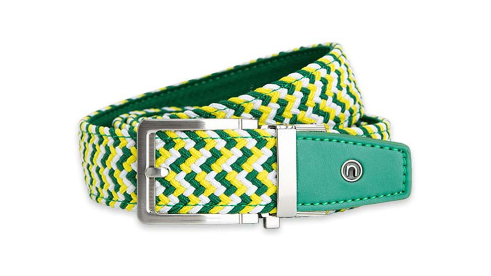 Nexbelt Braided Augusta Golf Belt, Green/White/Yellow, PCD9466