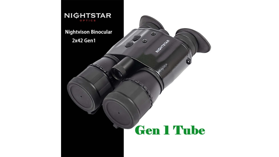 NightStar 2x42mm Night Vision Binocular, Gen 1, 32-36lp/mm, Black, NS42242CC