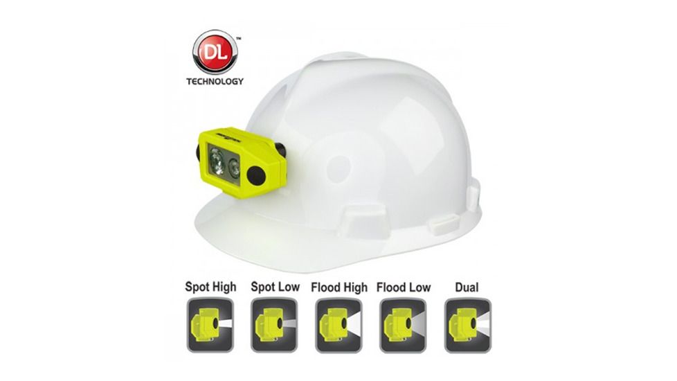 Nightstick X-Series Intrinsically Safe Low-Profile Dual-Light Headlamp, w/Hard Hat Clip, Green, XPP-5460GCX
