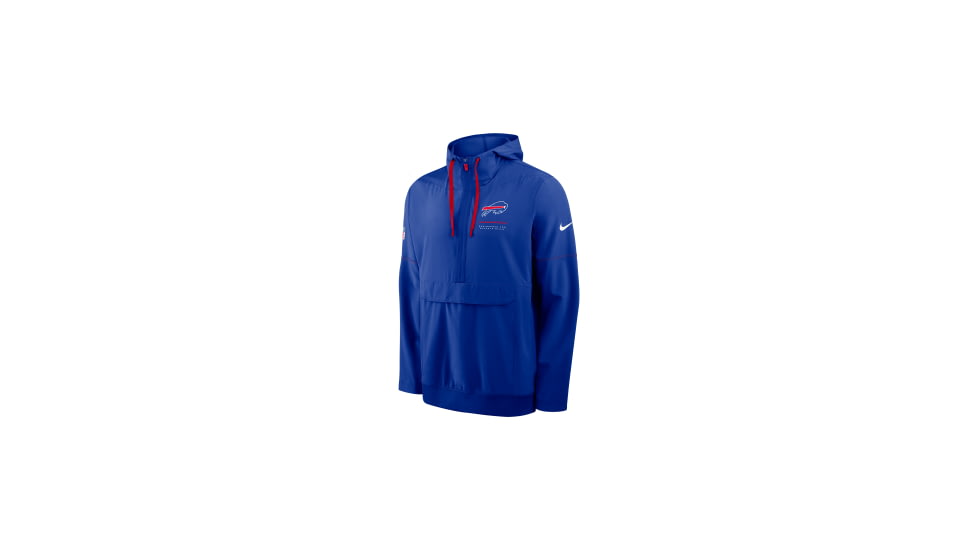 Nike Buffalo Bills Sideline Anorak Nike Mens NFL 1/2-Zip Hooded Jacket in Blue 03AT059K81-EKU, Blue, XL, male, 1016101711-00199296650188