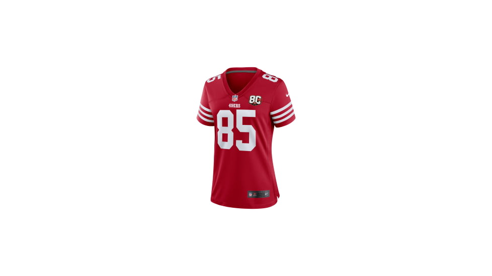 Nike George Kittle San Francisco 49ers 80th Anniversary Nike Womens NFL Game Jersey in Red 67NWSAGH9BF-2MR, Red, S, female, 1016122194-00199804383157