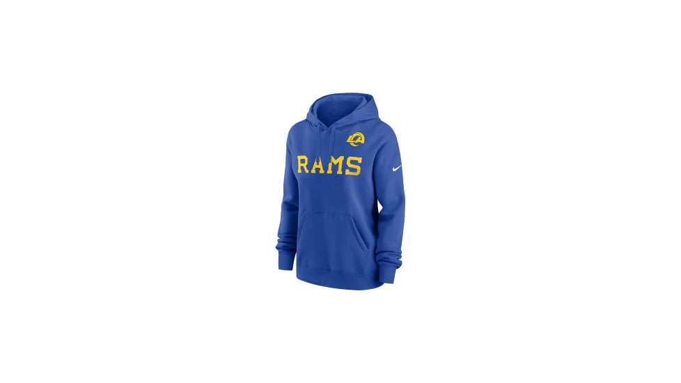 Nike Los Angeles Rams Alt Pack Club Nike Womens NFL Pullover Hoodie in Blue 00Z54EVQ9X-M5A, Blue, XL, female, 1016119768-00823987274130