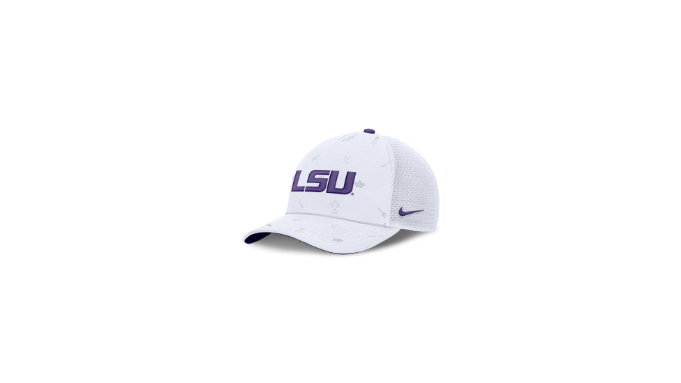 Nike LSU Country Club Golfin Rise Nike Unisex College Trucker Adjustable Hat in White NC9711QRLSN-FQX, White, M/L, unisex, 1016043180-00198911347632