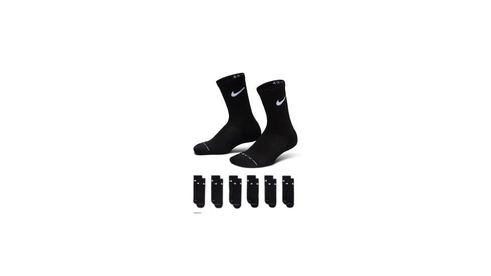 Nike Nike Kids Dri-FIT Elevated Everyday Crew Socks 6 Pairs in Black BN1369-023, Black, 5-7, male, 1016005734-00199012591566