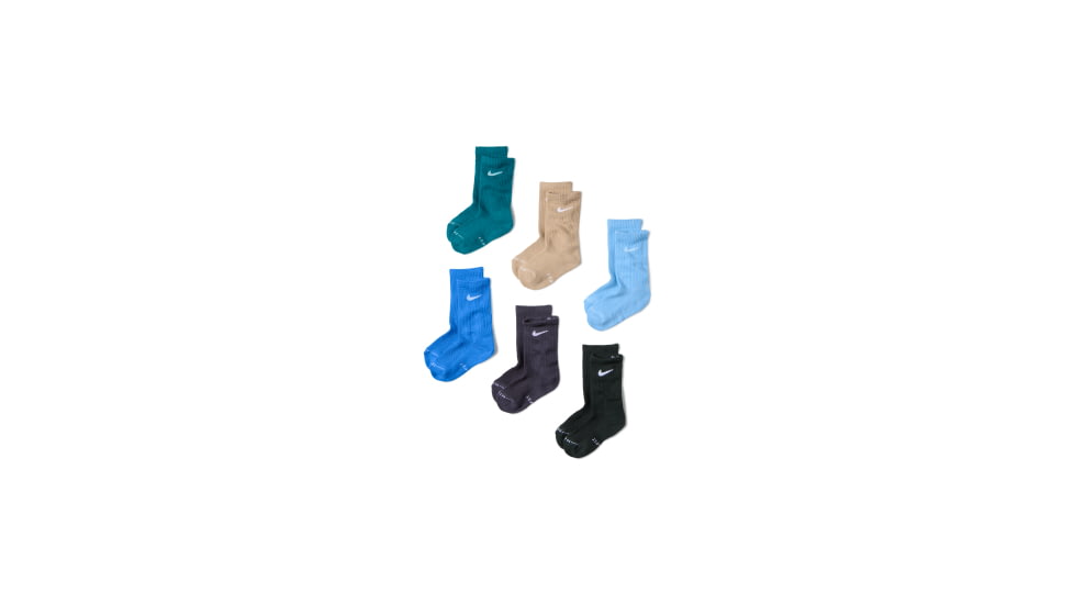 Nike Nike Kids Dri-FIT Elevated Everyday Crew Socks 6 Pairs in Multicolor BN1369-B9I, Multicolor, 4-5, male, 1016056682-00199016396747