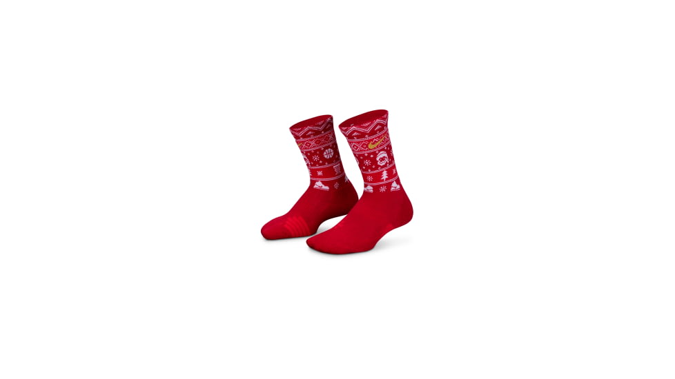 Nike Nike Little Kids Dri-FIT Holiday Elite Crew Socks in Red BN1180-R78, Red, 4-5, male, 1015908006-00196923932815