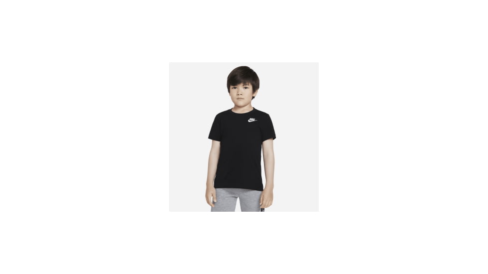 Nike Nike Sportswear Little Kids Embroidered Futura T-Shirt in Black 86C545-023, Black, 6, male, 1014410949-00009328926207