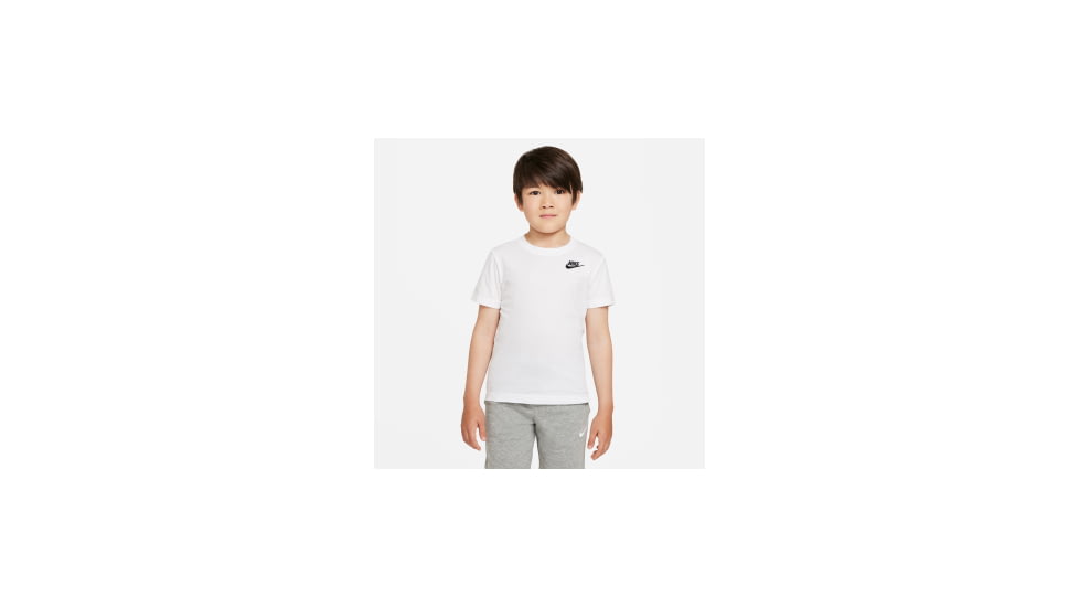 Nike Nike Sportswear Little Kids Embroidered Futura T-Shirt in White 86C545-001, White, 7, male, 1015907746-00009328926160