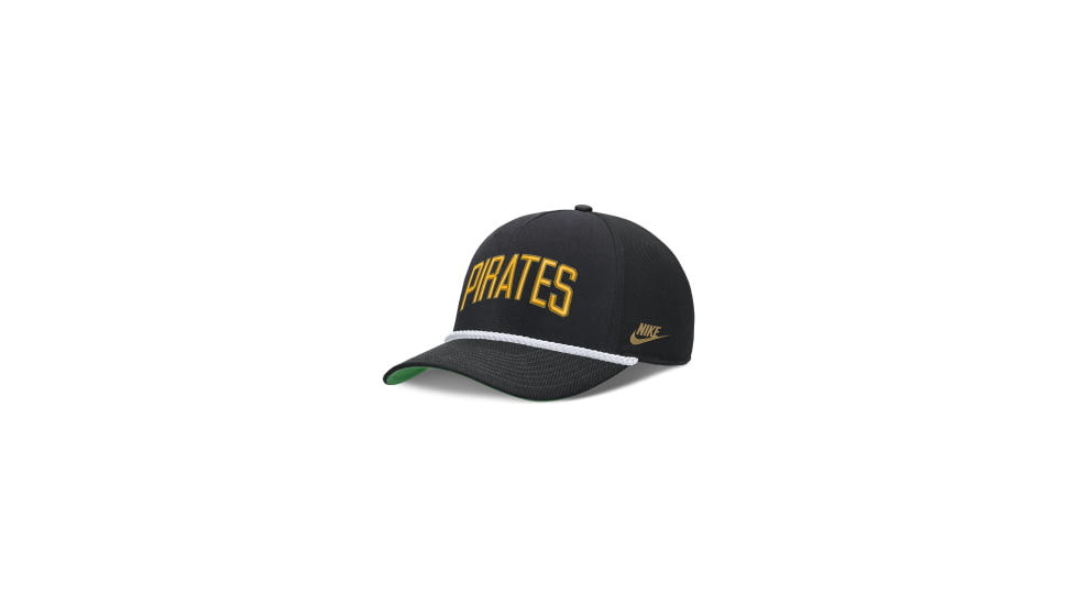 Nike Pittsburgh Pirates Rise Nike Mens MLB Adjustable Hat in Black NB4508ZEP97-D8K, Black, M/L, male, 1015900604-00199138084065
