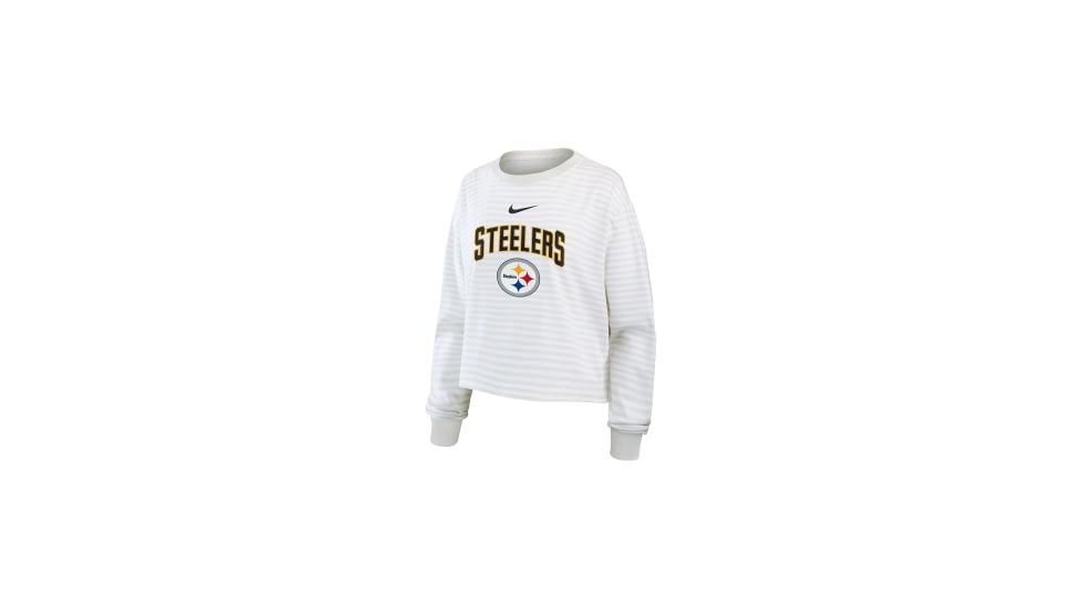 Nike Pittsburgh Steelers Primetime Nike Womens Cropped Long-Sleeve T-Shirt in White 05KV0CEB7L-PFN, White, XL, female, 1016102163-00199296513322