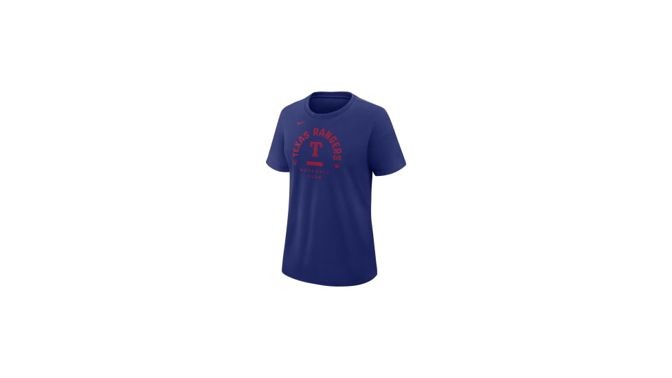 Nike Texas Rangers Authentic Collection Early Work Nike Womens Dri-FIT MLB T-Shirt in Blue 03N847XTER-HXK, Blue, L, female, 1015880413-00198762587614