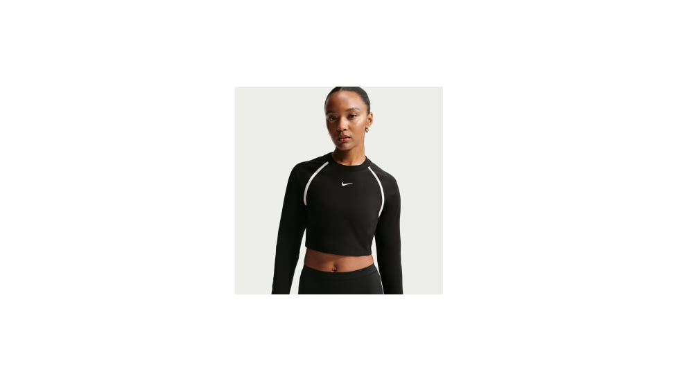 Nike Womens Nike Sportswear Tight Long-Sleeve Cropped Top in Black IF0338-010, Black, S, female, 1015843011-00198727256272