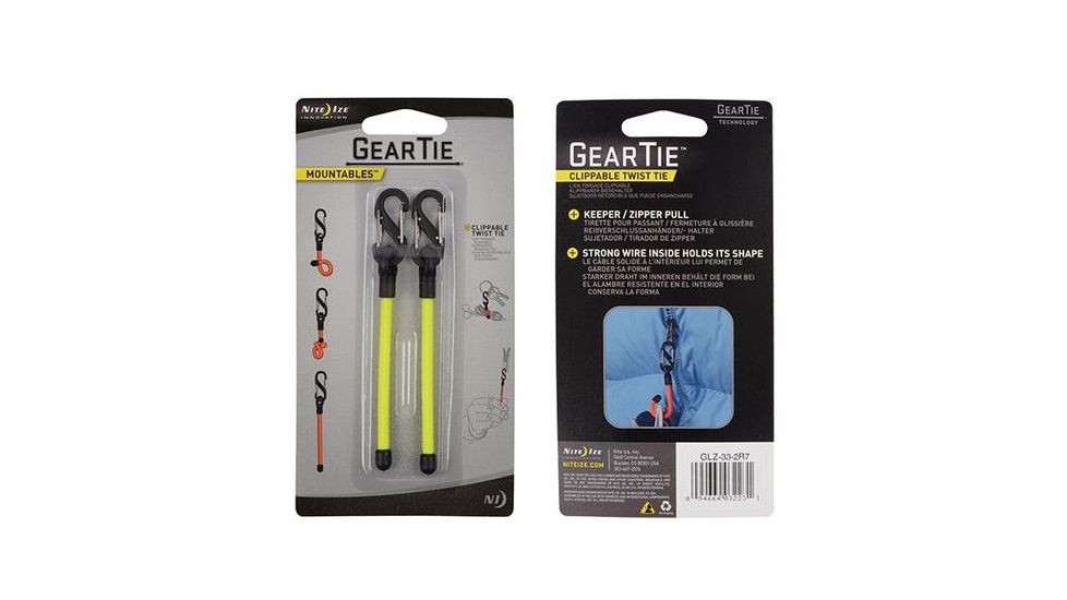 Nite Ize 2 Pack Gear Tie Clippable Twist Tie, 3inch, Neon Yellow GLZ-33-2R7