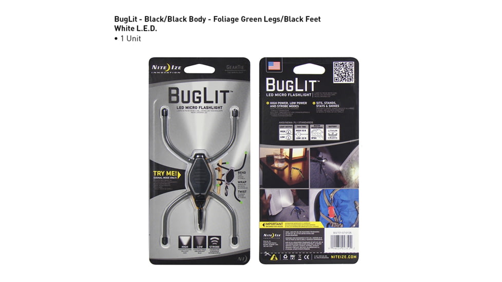 Nite Ize BugLit LED Micro Flashlight - Foliage Black Body/White LED BGT01-07-0126