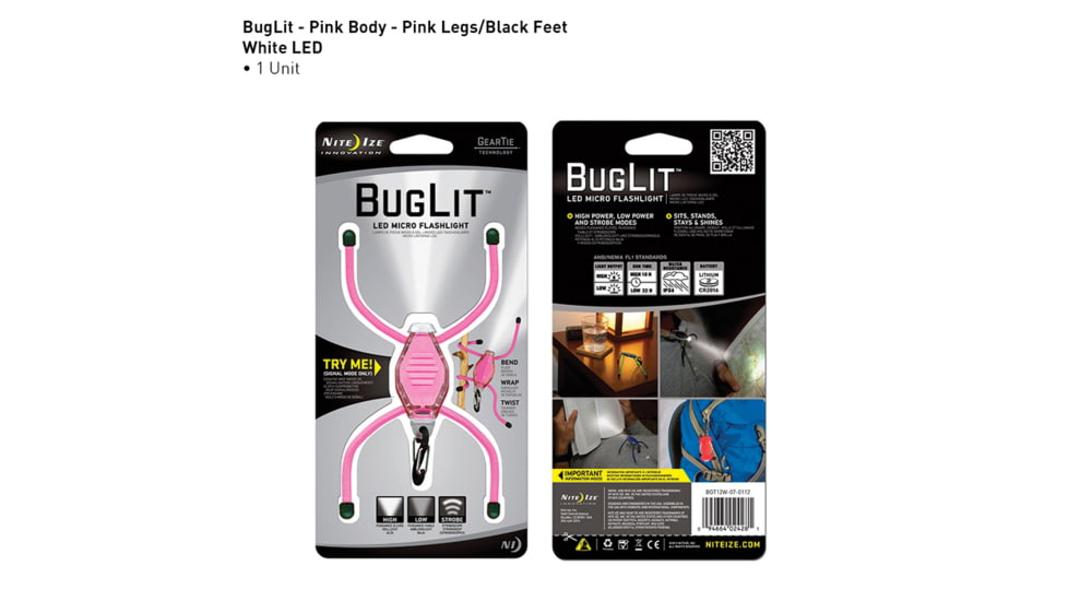 Nite Ize BugLit LED Micro Flashlight - Pink Clear Body/White LED BGT12W-07-0112