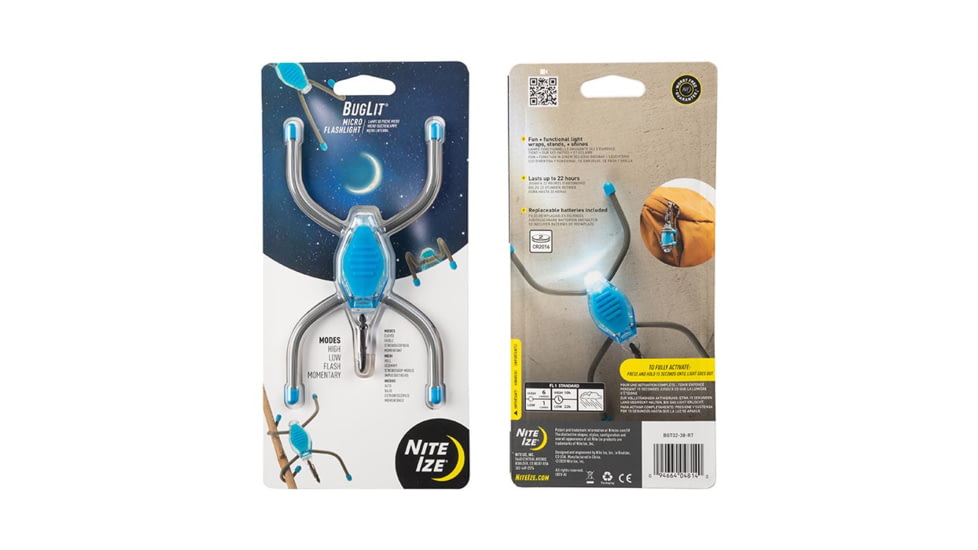 Nite Ize BugLit Micro Flashlight, Bright Blue/ Charcoal, BGT02-38-R7