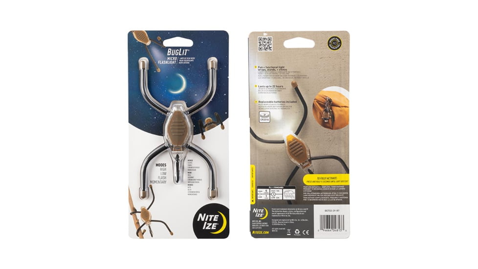 Nite Ize BugLit Micro Flashlight, Coyote/Black, BGT02-29-R7