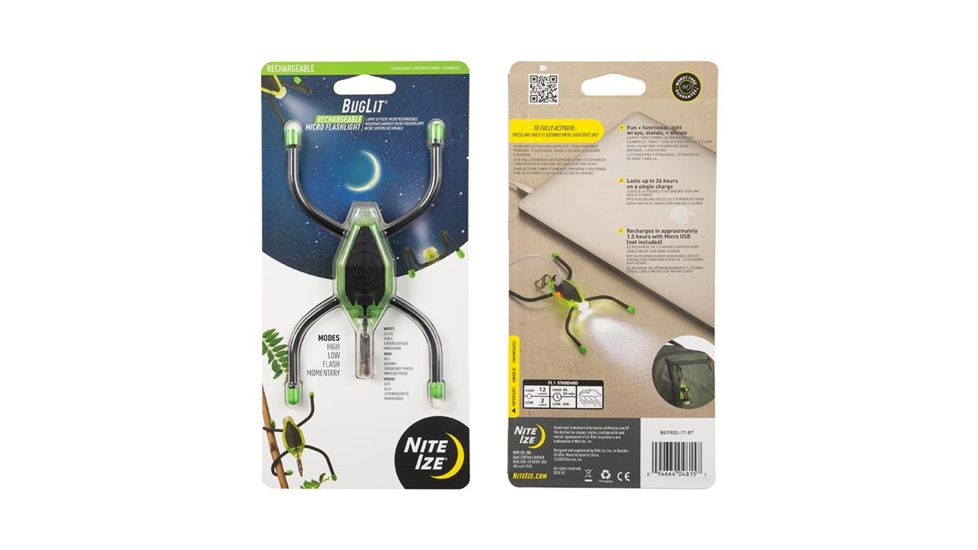 Nite Ize BugLit Rechargeable Micro Flashlight, Lime, BGTR02-17-R7