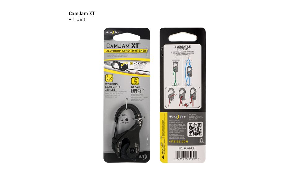 Nite Ize CamJam Aluminum XT Aluminum Cord Tightener,Black NCJSA-01-R3