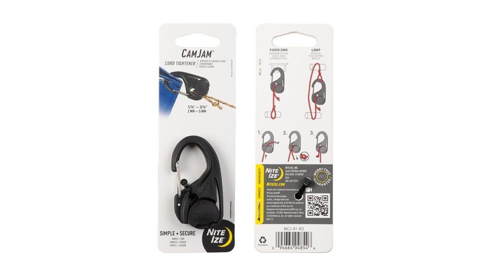 Nite Ize CamJam Cord Tightener, Black, Small, NCJ-01-R3
