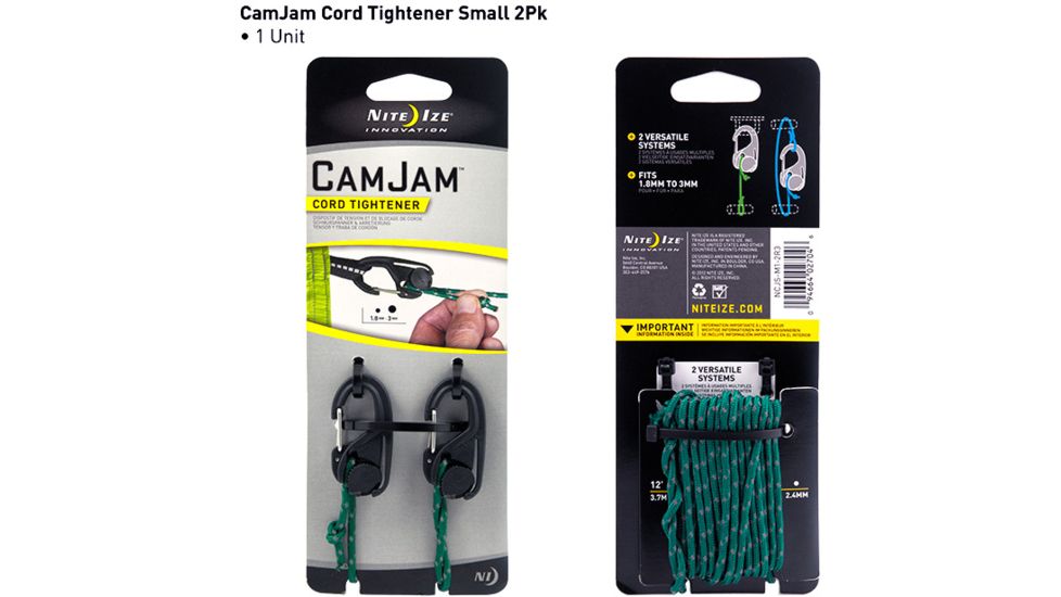 Nite Ize CamJam Small Cord Tightener - 2-pack w/Rope NCJS-M1-2R3