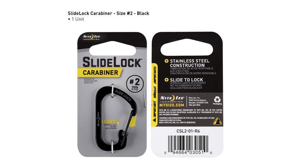 Nite Ize Carabiner SlideLock Steel Number 2, Black CSL2-01-R3