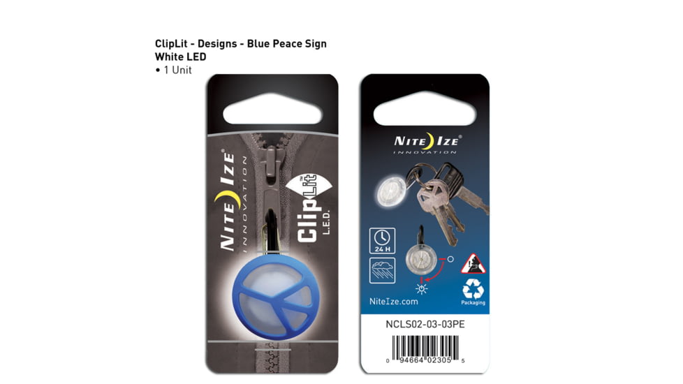 Nite Ize ClipLit Designs - Blue Peace Sign/White NCLS02-03-03PE