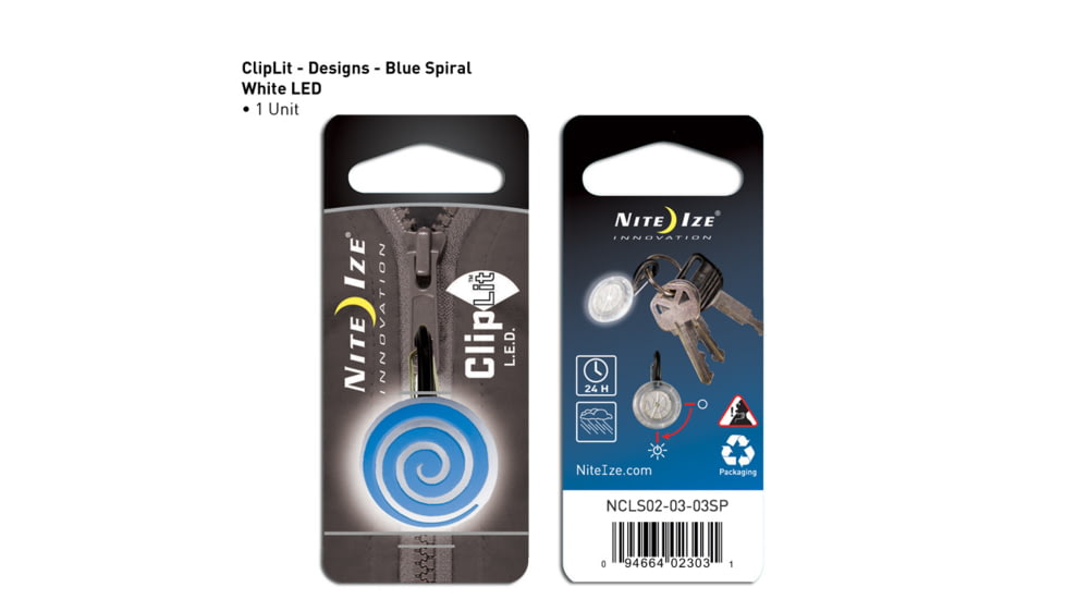 Nite Ize ClipLit Designs - Blue Spiral/White NCLS02-03-03SP