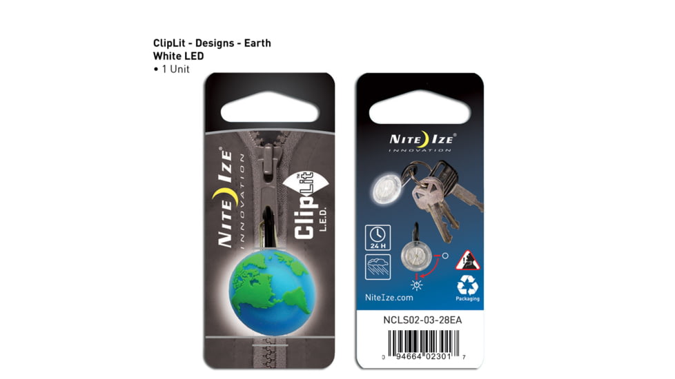 Nite Ize ClipLit Designs - Green Earth/White LED NCLS02-03-28EA