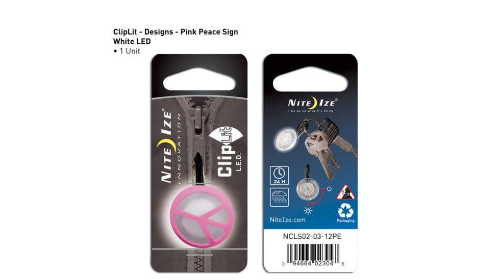 Nite Ize ClipLit Designs - Pink Peace Sign/White NCLS02-03-12PE