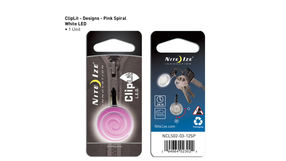 Nite Ize ClipLit Designs - Pink Spiral/White NCLS02-03-12SP