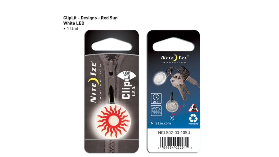 Nite Ize ClipLit Designs - Red Sun/White NCLS02-03-10SU