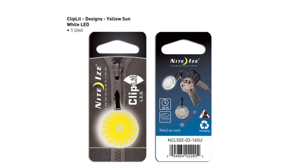 Nite Ize ClipLit Designs - Yellow Sun/White NCLS02-03-16SU