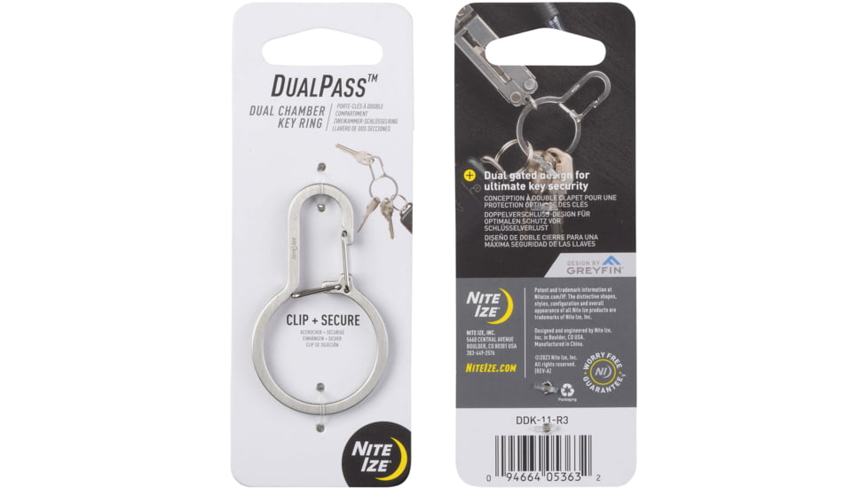Nite Ize DualPass Dual Chamber Key Ring, Stainless Steel, DDK-11-R3