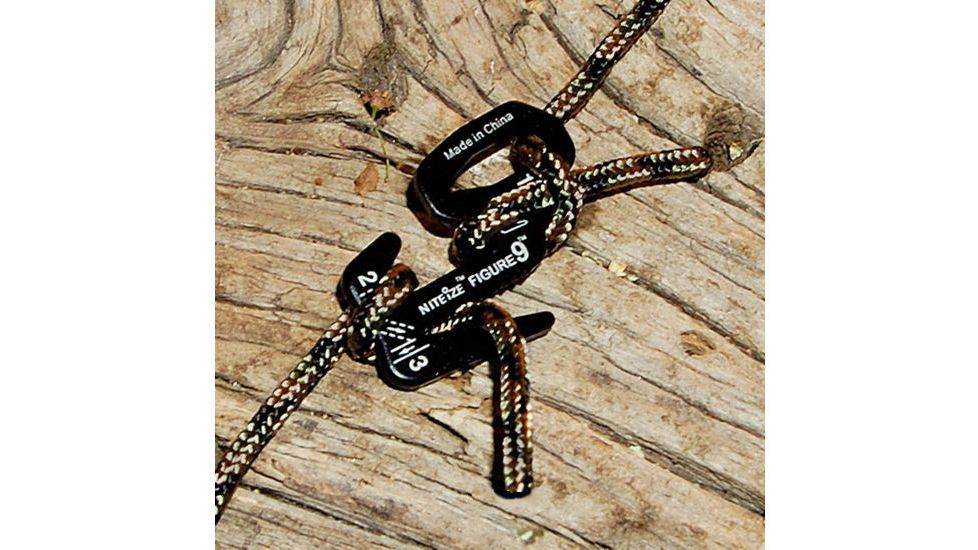 Nite Ize Figure 9 Rope Tightener/Tensioning Tool - Large Black - Single Pack w/Camo Rope