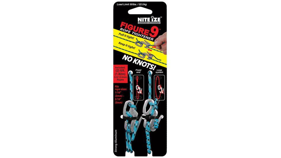 Nite Ize Figure 9 Rope Tightener Tensioning Tool Small Two Pack with Rope