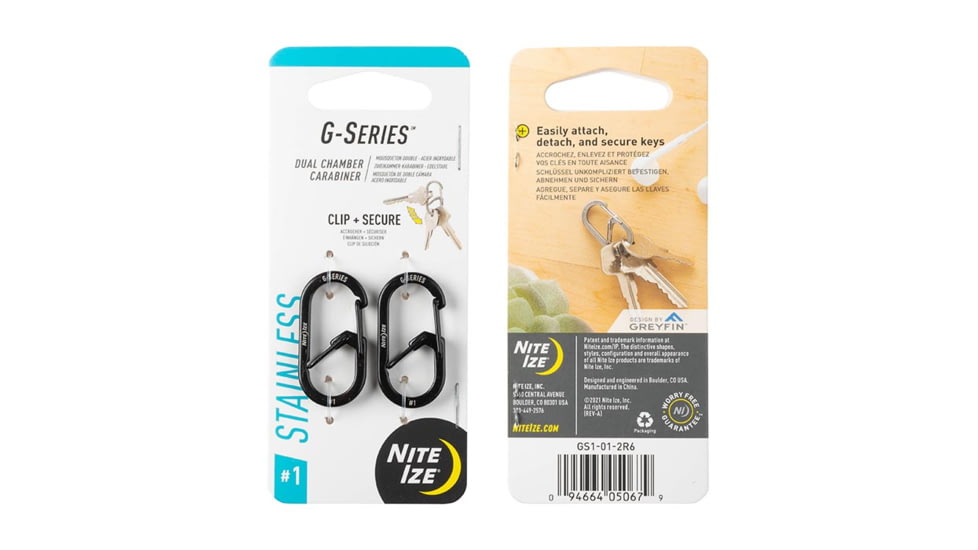 Nite Ize G-Series Dual Chamber Carabiner, Black, #1, GS1-01-2R6