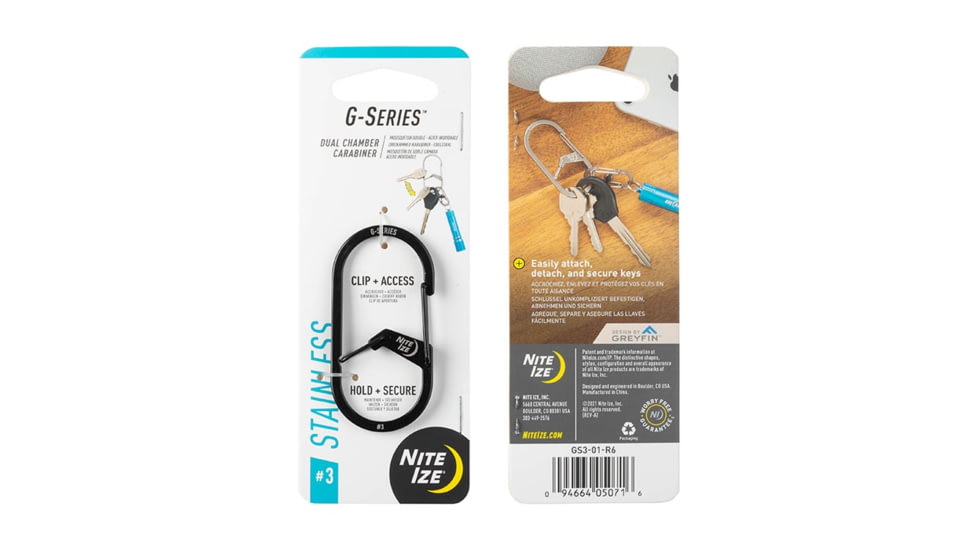 Nite Ize G-Series Dual Chamber Carabiner, Black, #3, GS3-01-R6